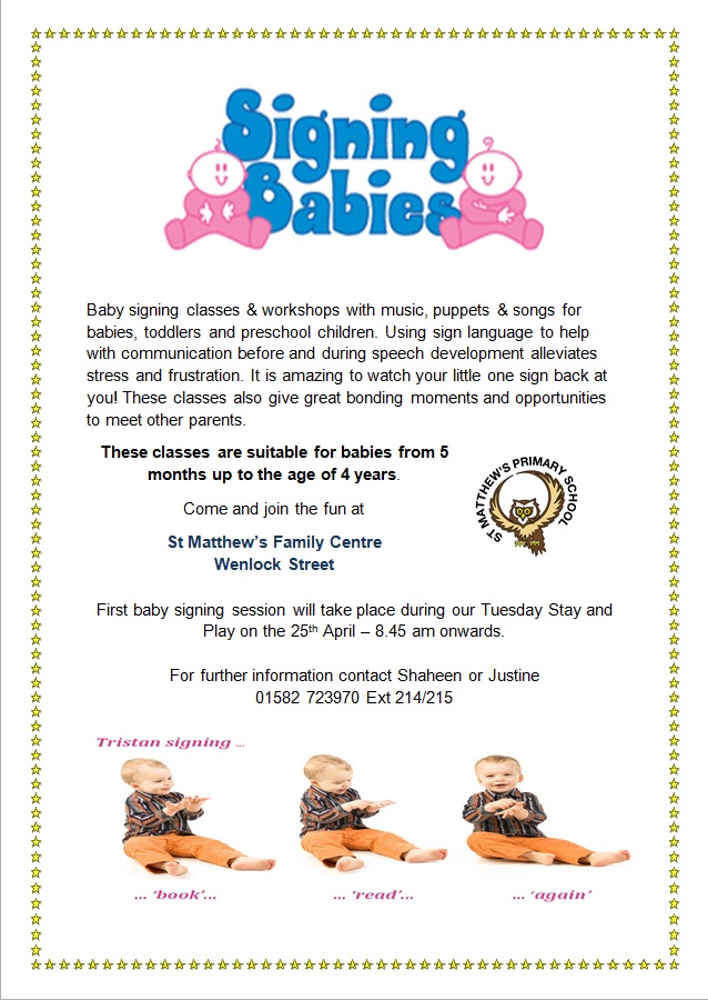 Baby signing classes poster – St. Matthew's On-line